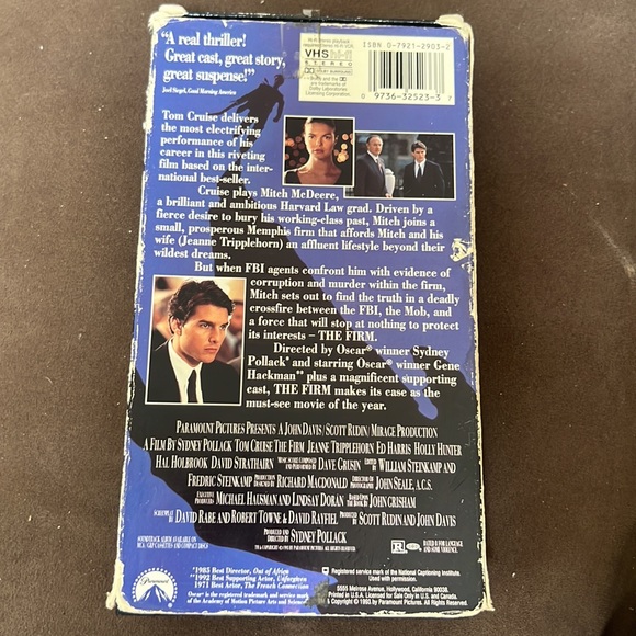 The Firm (VHS Video, 1993, Paramount Pictures) Tom Cruise Original Case - Picture 15 of 15